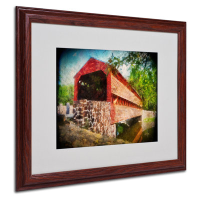 « old recouvert bridge » par lois bryan, peinture sur papier encadrée
