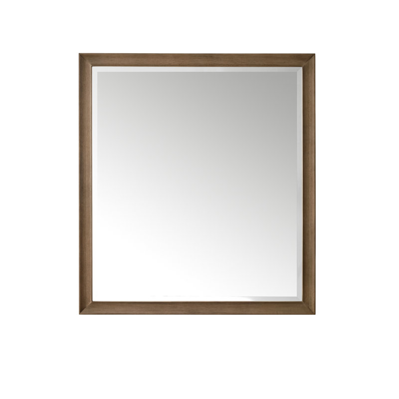 Glenbrooke Solid Wood Wall Mirror, Whitewashed Walnut, 40" x 36"