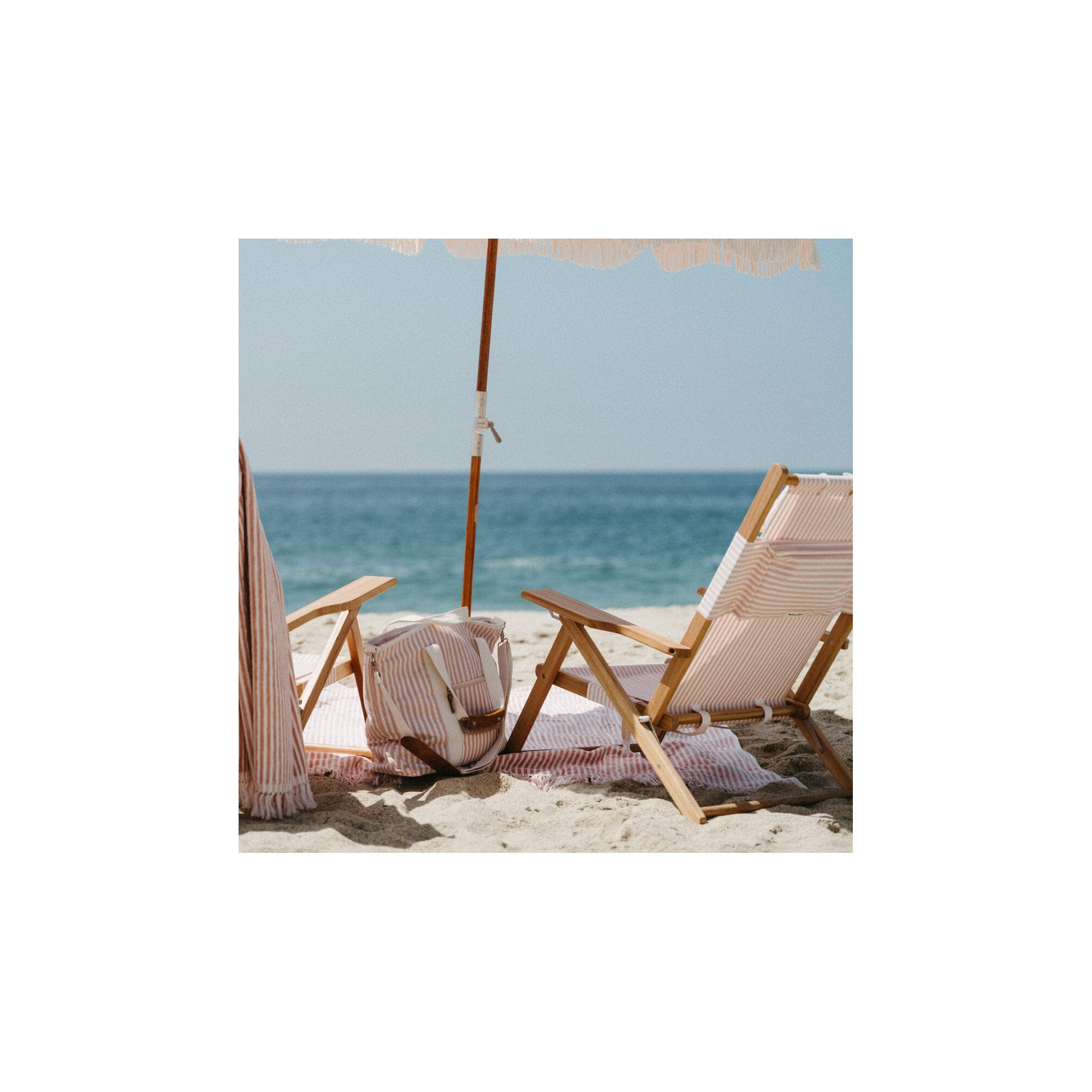  Reclining Beach Chair with Cushion, Lauren's Pink Stripe