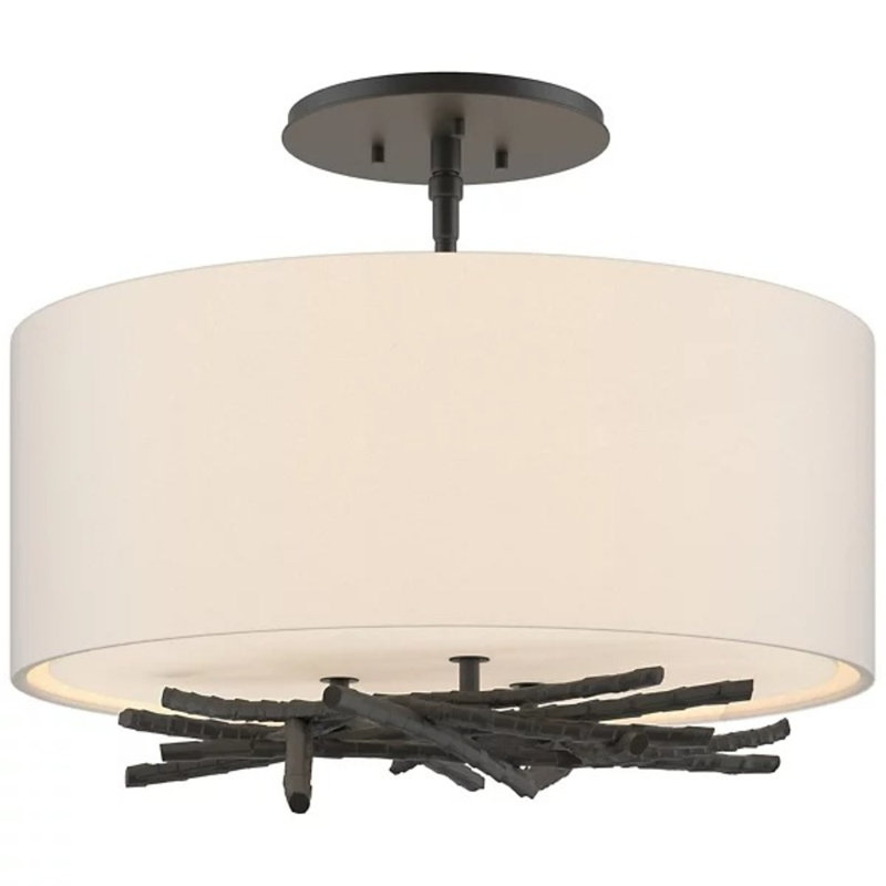 Brindille 3 - Light Semi Flush Mount, Flax, Black