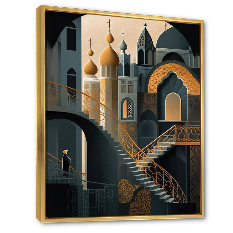 «Arab City I», reproduction sur toile, Cadre flottant doré, L 30 po x H 40 po