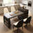 Modern Black Kitchen Island & Desk Combo With Mobile Storage, Drawers & Open Shelves