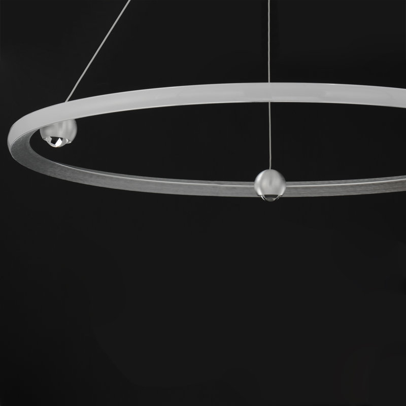 Luminaire suspendu 1 lumière, Aluminium brossé, H 2,75 po x l 40 po x P 40 po