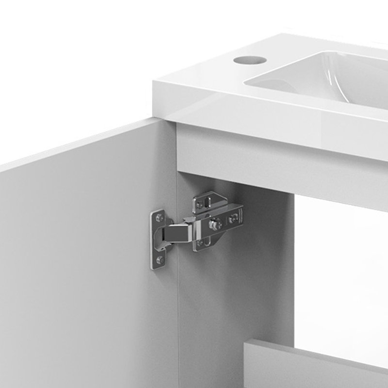 Raymi 440 mm Wall Mounted Combined Vanity Unit with Drop In Resin Basin, White