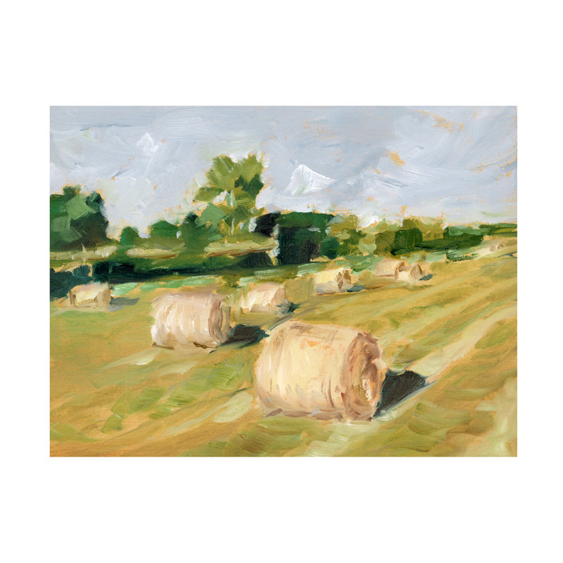 Hay Field II par Ethan Harper - peinture sur toile tendue, H 24 po x l 32 po x P 2 po