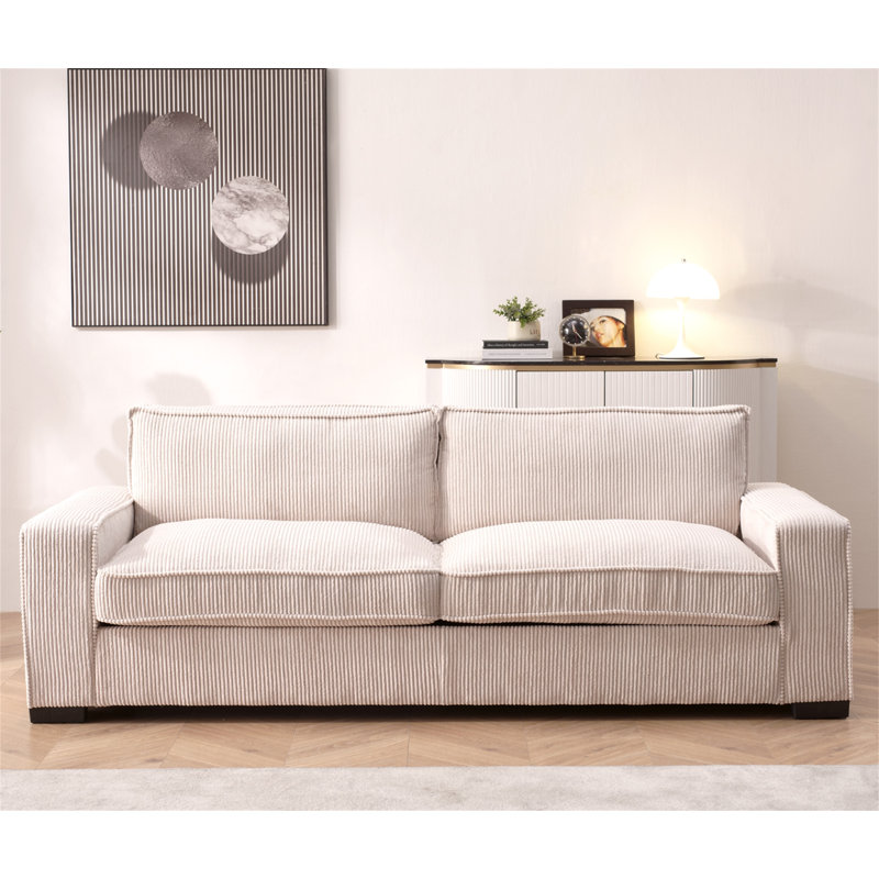 Luxe Corduroy Sofa With Sleek Design, Beige