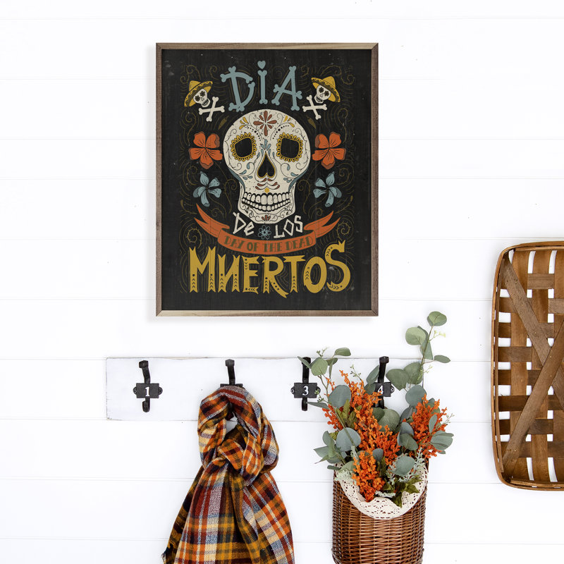 Dia De Los Muertos, crâne noir, H 30 po x l 24 po