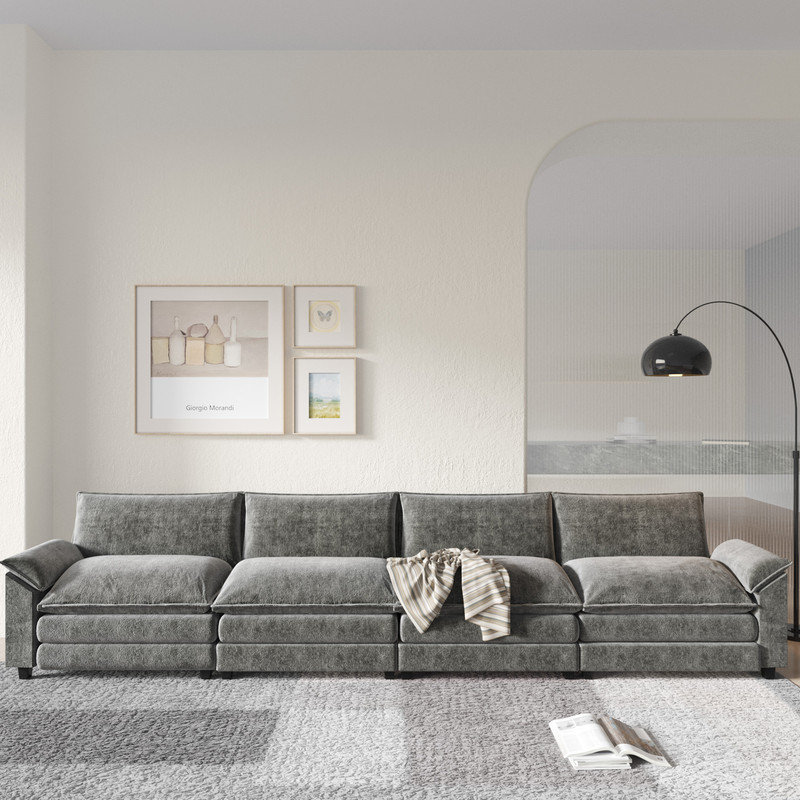 Canapé modulaire 154 po Chenille, Gris chenille