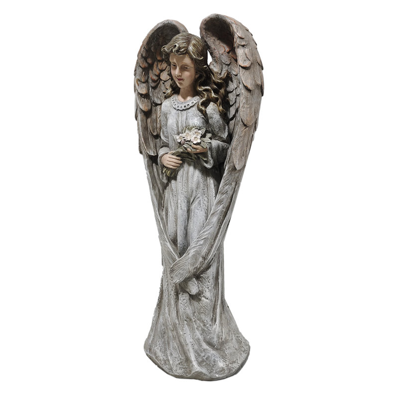 Statue ange Anjo avec fleurs
