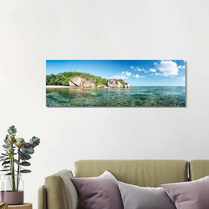 Anse Source D'Argent Beach Panorama, La Digue, Seychelles by Jan Becke - Wrapped Canvas Panoramic Print