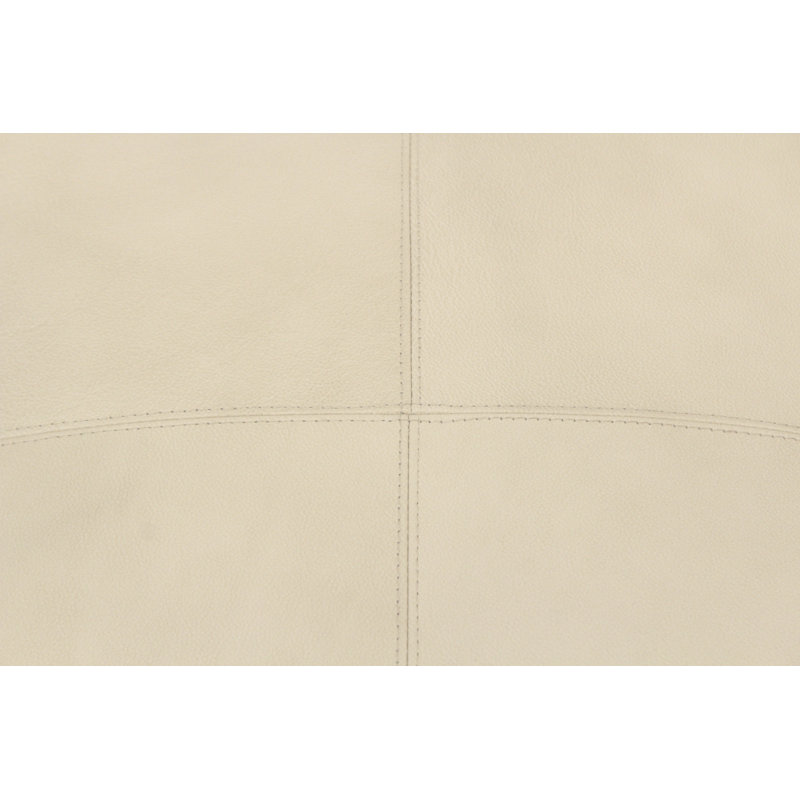 Leather Pouf, Ivory