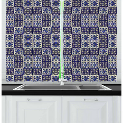 Damask Tailored Kitchen Curtain