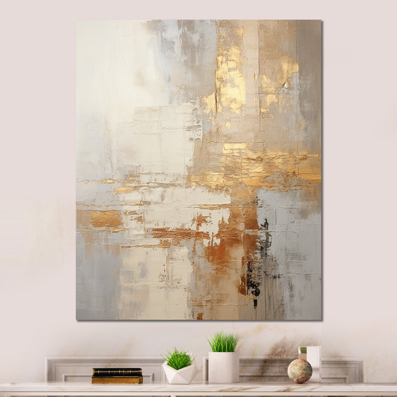 «Gold and White Abstract Split» sur, H 32 po x l 16 po x P 1 po