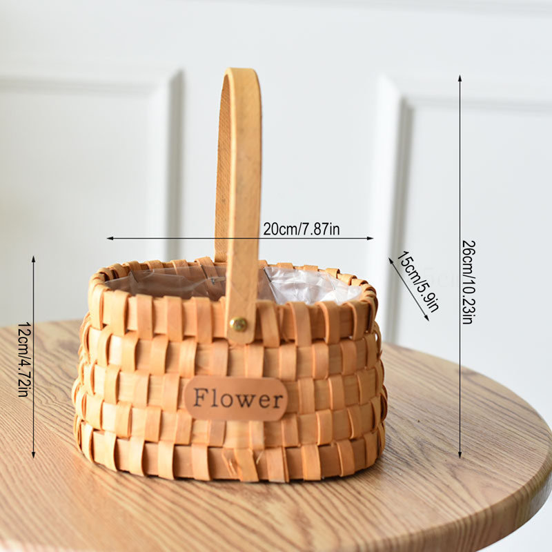 1 petit panier à main tissé décoratif, panier de rangement pour la cuisine, panier de pique-nique en osier