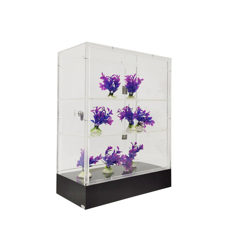 Clear Cabinet Acrylic Display Removable Shelf Case Plexiglass Showcase with Lock and Key Transparent