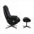  Genuine Leather Luxury Swivel Accent Chair and Ottoman, Sleek Black Reclining Seating