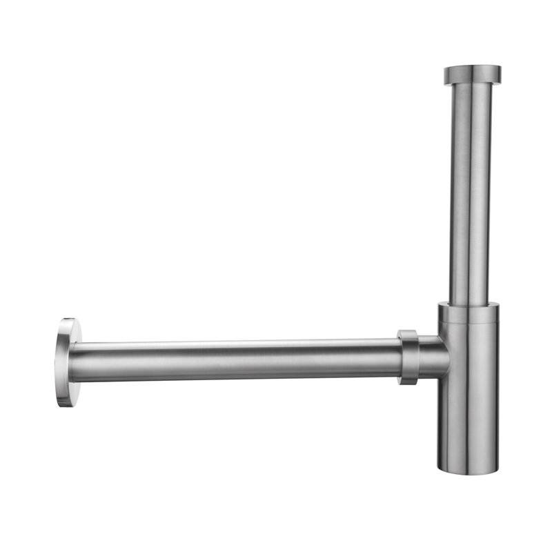 Designer 1-1/4 In. Brass Round Bottle Trap, Brushed Nickel