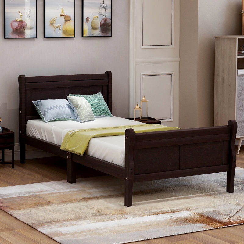 Lit plateforme avec base de lit en bois et sommier avec base de lit et support en lattes de bois