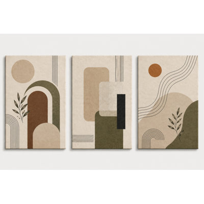 Grand ensemble de 3 toiles d'art moderne Mid Century