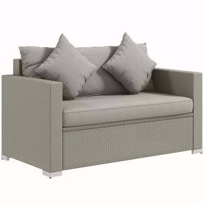 Outsunny Patio Wicker Loveseat With Cushions, 2-Seat Outdoor PE Rattan Couch, Ideal For Porch, Backyard, Garden, And Poolside Comfort.