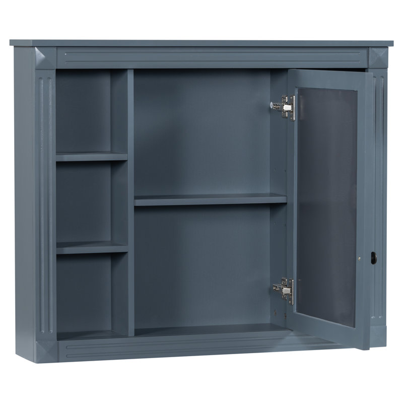 Pharmacie murale 35 "x 28" avec miroir et 6 tablettes ouvertes | Idée de cadeau, Bleu