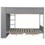Lit superposé double pleine grandeur gris avec rangement supplémentaire - 2 tiroirs et armoire multicouche, idéal pour les familles modernes, instructions d'assemblage faciles au-dessus de l'armoire pour maximiser l'utilisation de l'espace, solide-617628331-617628334