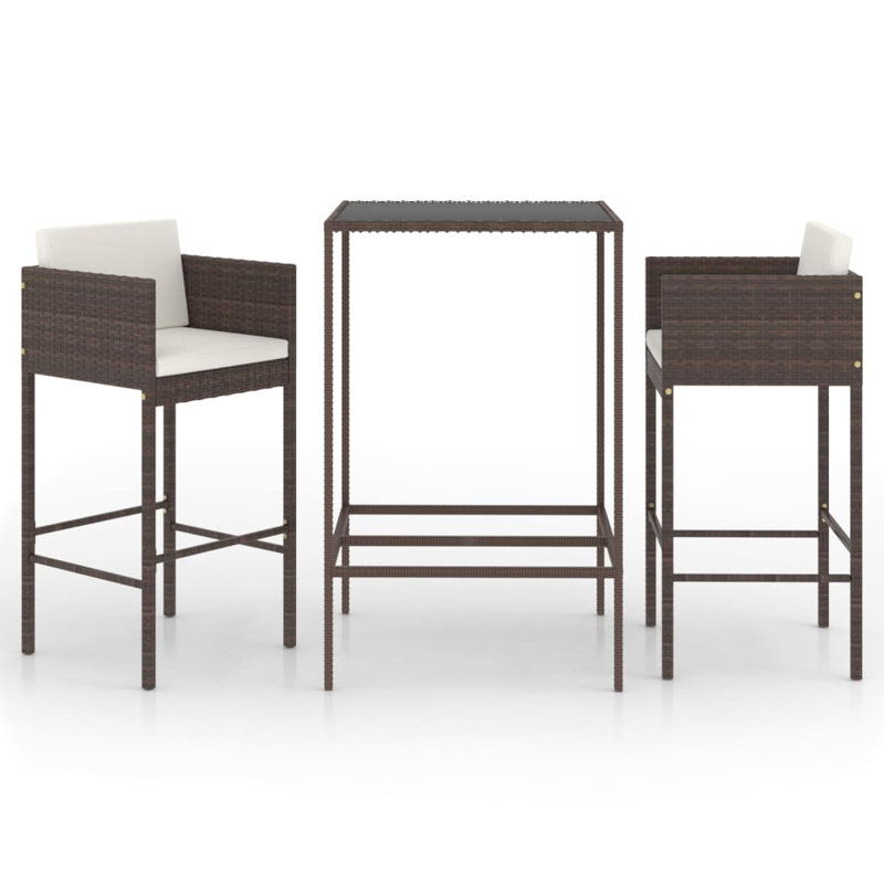 Garden Bar Set with Cushions, Brown