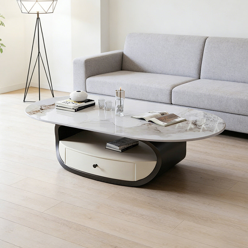 Table basse Simplicity, Blanc / Gris, H 16,53 po x L 51,18 po x l 27,55 po