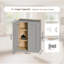Armoire murale grise en bois massif avec portes à fermeture douce et rangement à double porte 27 po pour la cuisine-38431940-38431937
