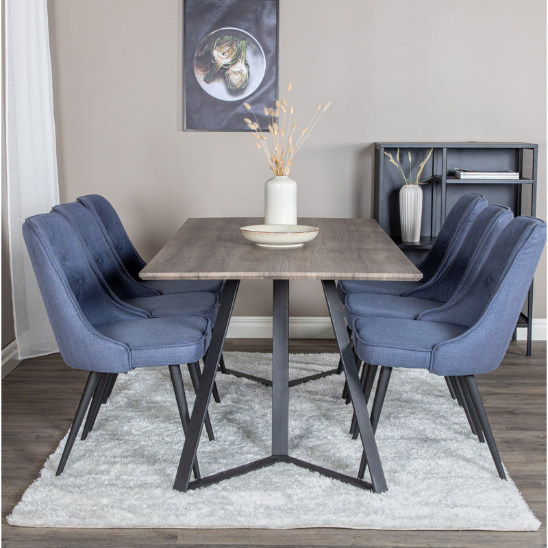 Rowe 6 - Person Dining Set, Blue