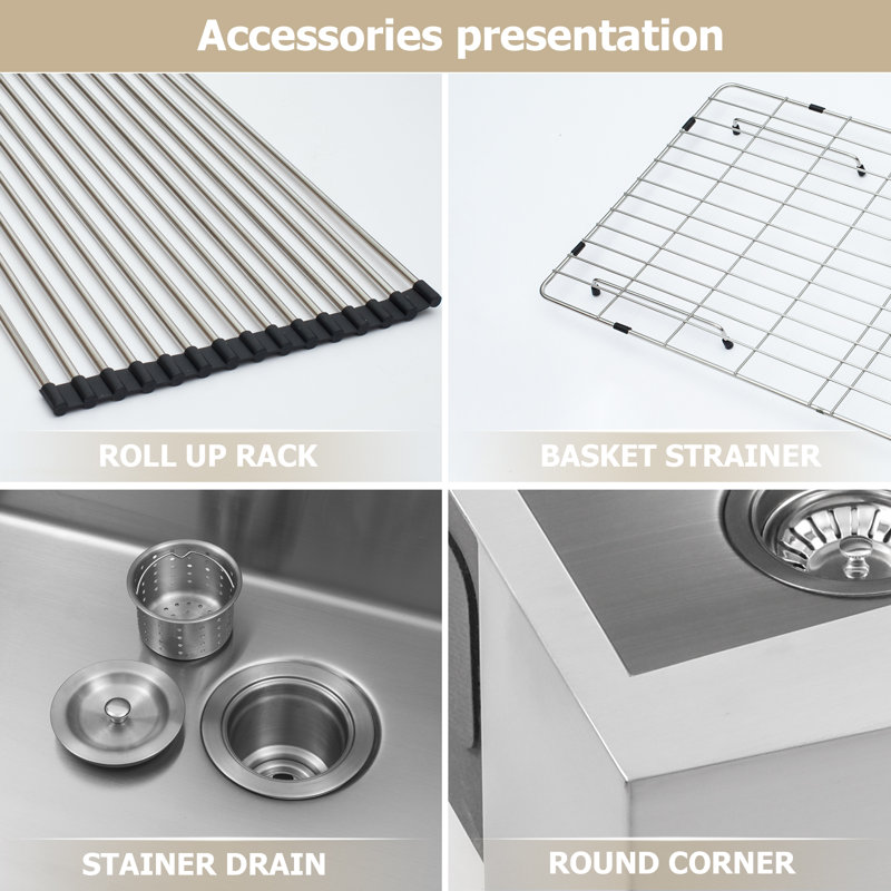  33"L x 20"W Farmhouse Double Bowl 60/40 Undermount Kitchen Sink 16 Gauge Stainless Steel Kitchen Sink