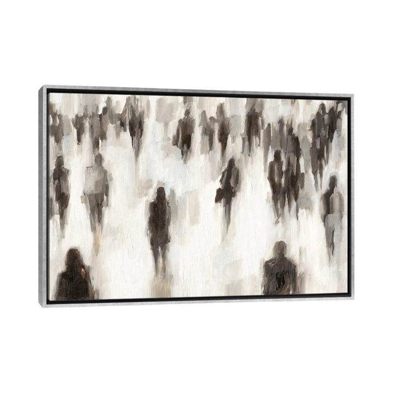 Reproduction d’art, "commuters II" par Ethan Harper, Toile avec cadre argenté, H 18 po x l 26 po x P 1,5 po, Pas de tapis
