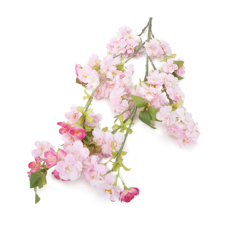 Silk Cherry Blossom Arrangement, White/Pink Tipped, 129cm H x 40cm W x 10cm D