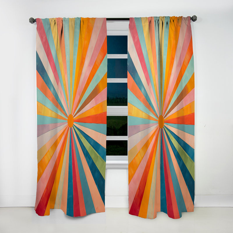 Colourful Colorful Mid Century Optique Serenade I - Rideau abstrait obscurcissant Mid-Century - 1 panneau, L 52 po x L 84 po