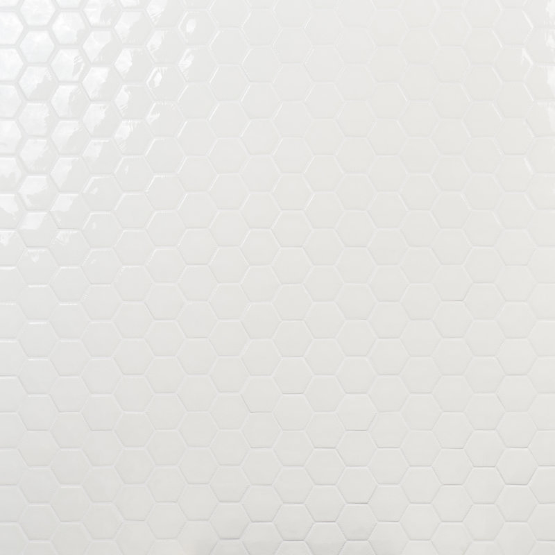 Divine 10.82'' W x 12.59'' Polished Glass Hexagon Mosaic Wall Tile (0.94 Sq. Ft. / Each), Blanco White