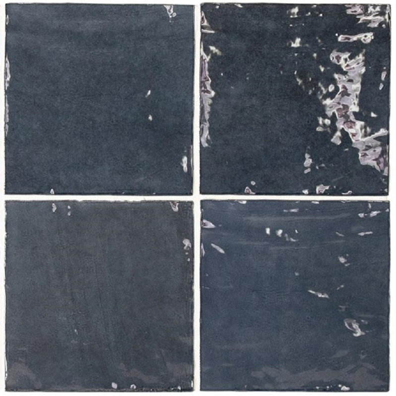 5.2" x 5.2" Straight Edge Ceramic Brick Look Tile, Deep Blue