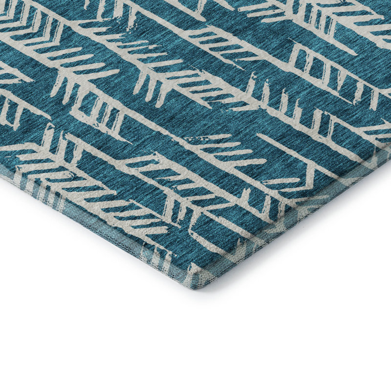 Premium Machine Washable Prisco Teal Rug, Rectangle 10' x 14'