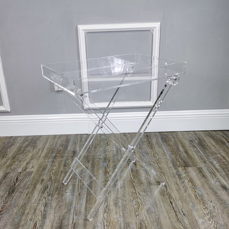 Clear Furniture Acrylic Folding Tray Table, Acrylic Side Table, Transparent Acrylic End Table