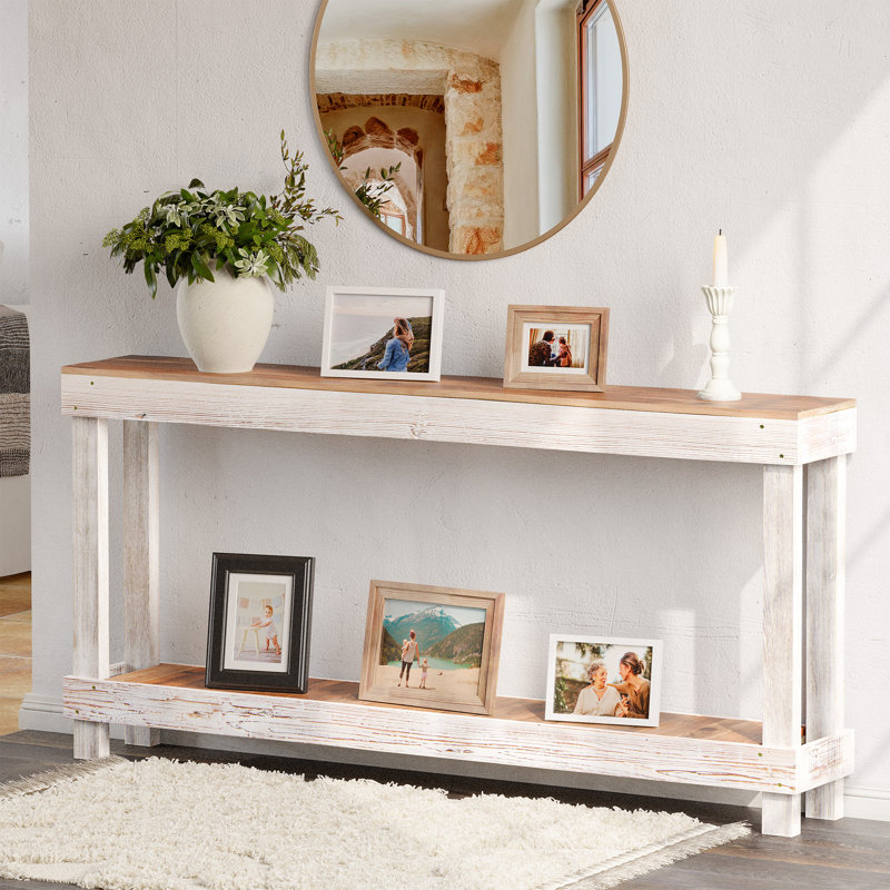 Console en bois massif 60 po, Blanc, H 30 po x l 60 po x P 10 po