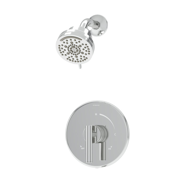 Ensemble de garniture de robinet de douche à poignée simple Dia HydroMersion, Chrome poli