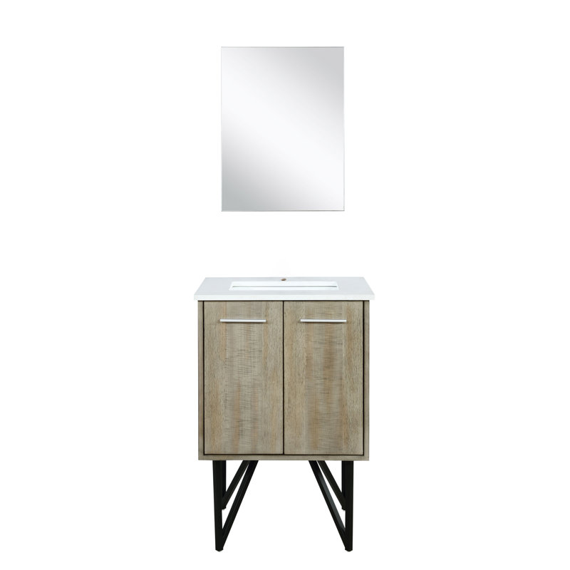 Miroir de salle de bain simple L 24 po x P 20 po Lancy, Quartz blanc