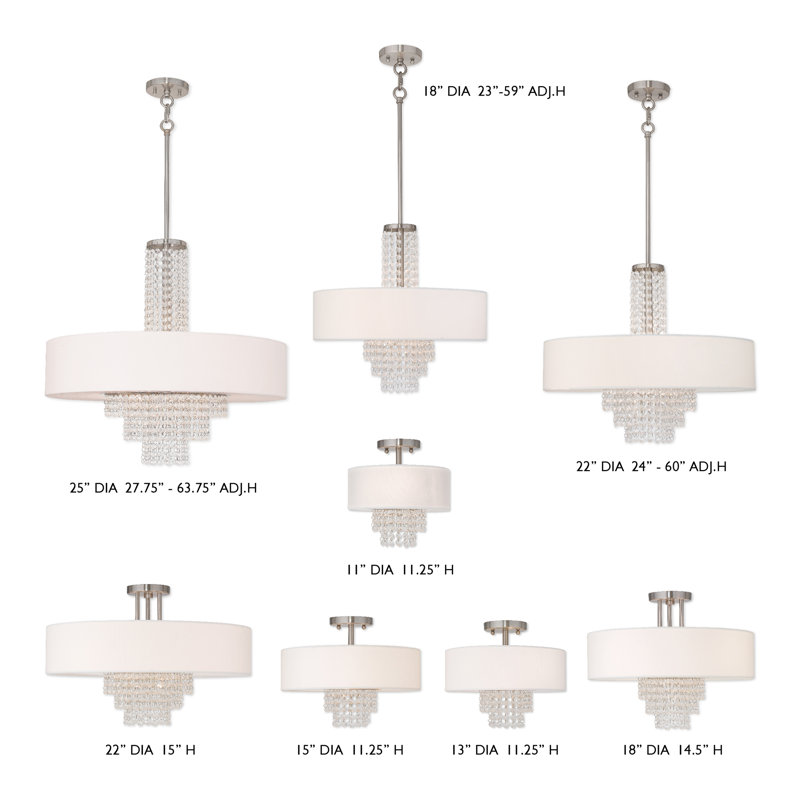 Claudelle 5 - Light Dimmable Drum Chandelier
