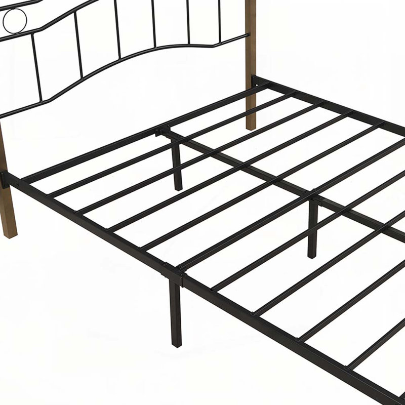 Platform Bed, Full, Black/Gold