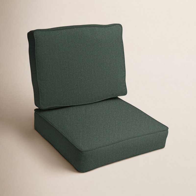 Davana Indoor/Outdoor Sunbrella Seat/Back Cushion, Dark Green, 25" W x 25" D