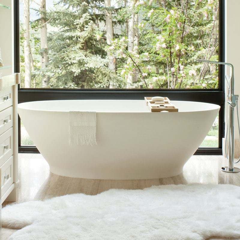 MTI Alissa 71.5" Freestanding Soaking Bathtub, Gloss White