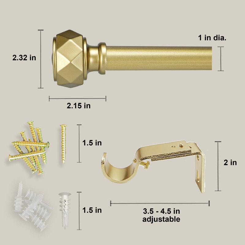 Ensemble de tringle à rideaux simple réglable, 36" - 72"