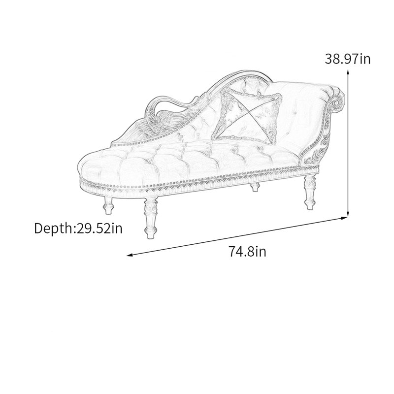 Modern Retro Carved Chaise Lounge, Right Hand Facing