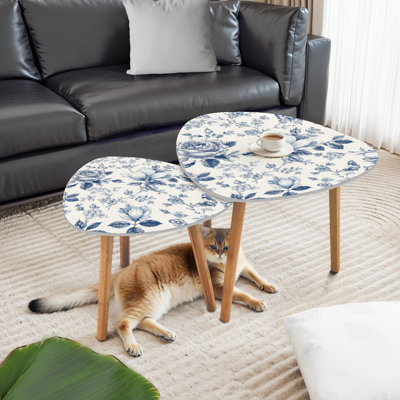 Ensemble de 2 tables basses gigognes Triangle Bloom Vintage
