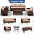 7 Person Sofa Set 6 Piece Outdoor Wicker Sofa With Swivel Rocking Chairs-1664652344