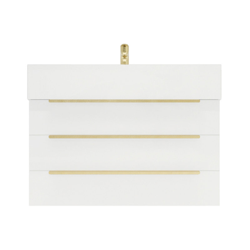 Ensemble de meuble-lavabo mural simple 29,5 po Glasgow, Blanc très luisant, Blanc
